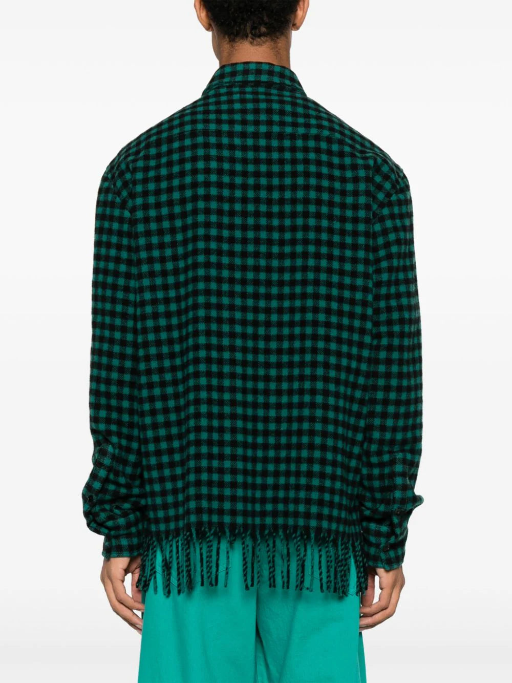 Fringed Checked Wool Shirt