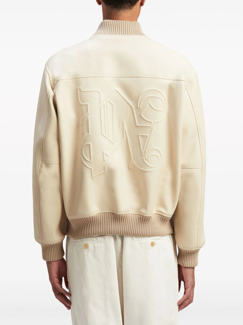 Monogram-Embossed Leather Bomber Jacket