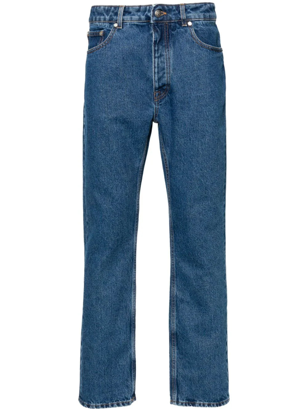 Monogram-Embroidered Straight-Leg Jeans