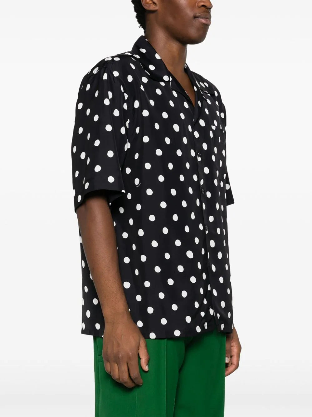 Polka-Dot Print Short-Sleeved Shirt