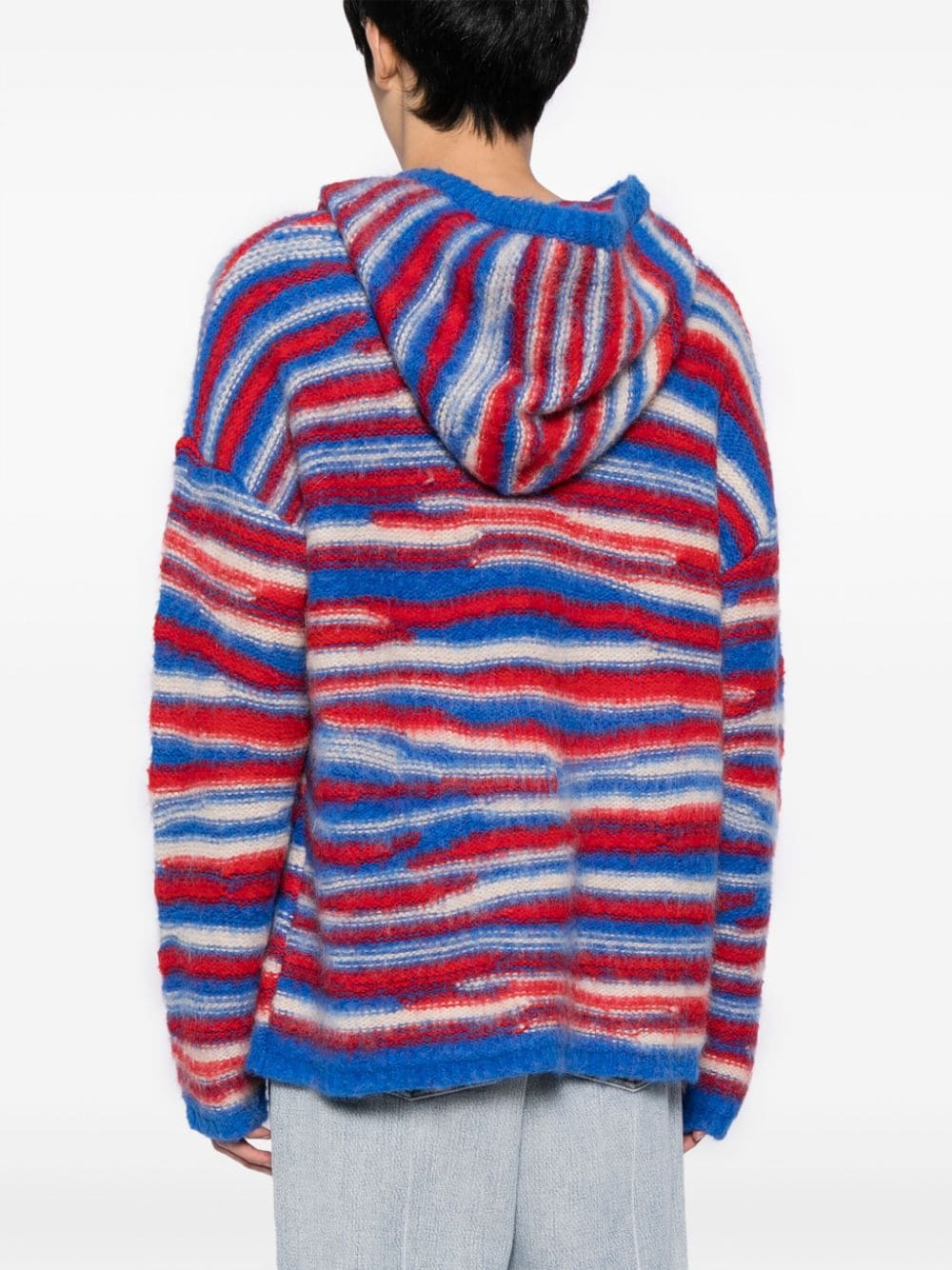 Striped Intarsia-Knit Hoodie