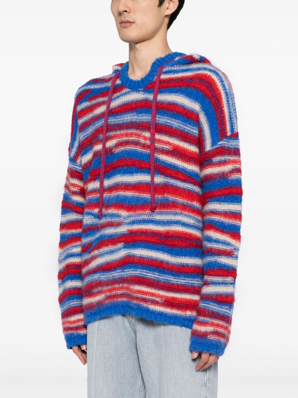 Striped Intarsia-Knit Hoodie