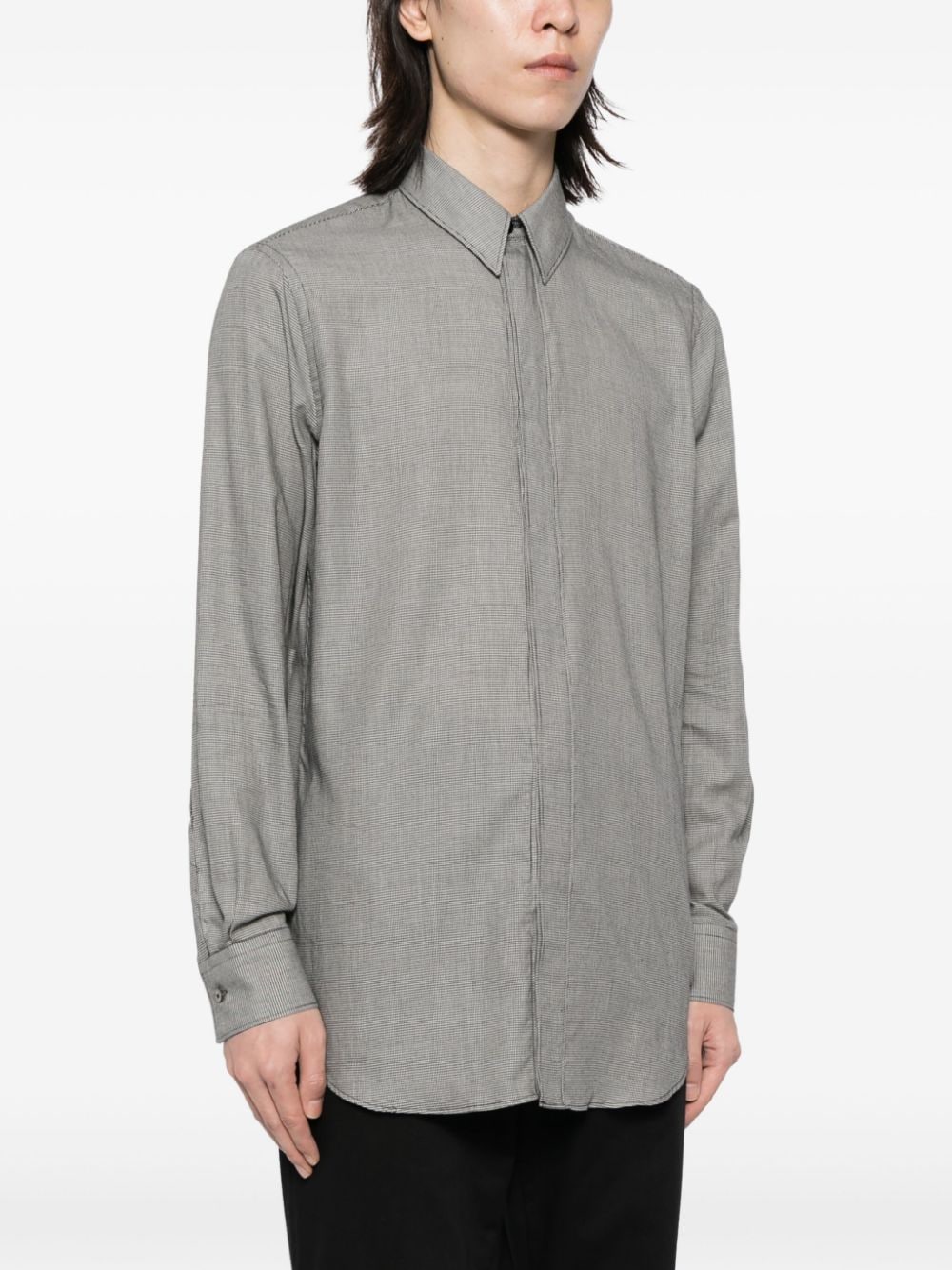 Fine-Check Cotton Blend Shirt