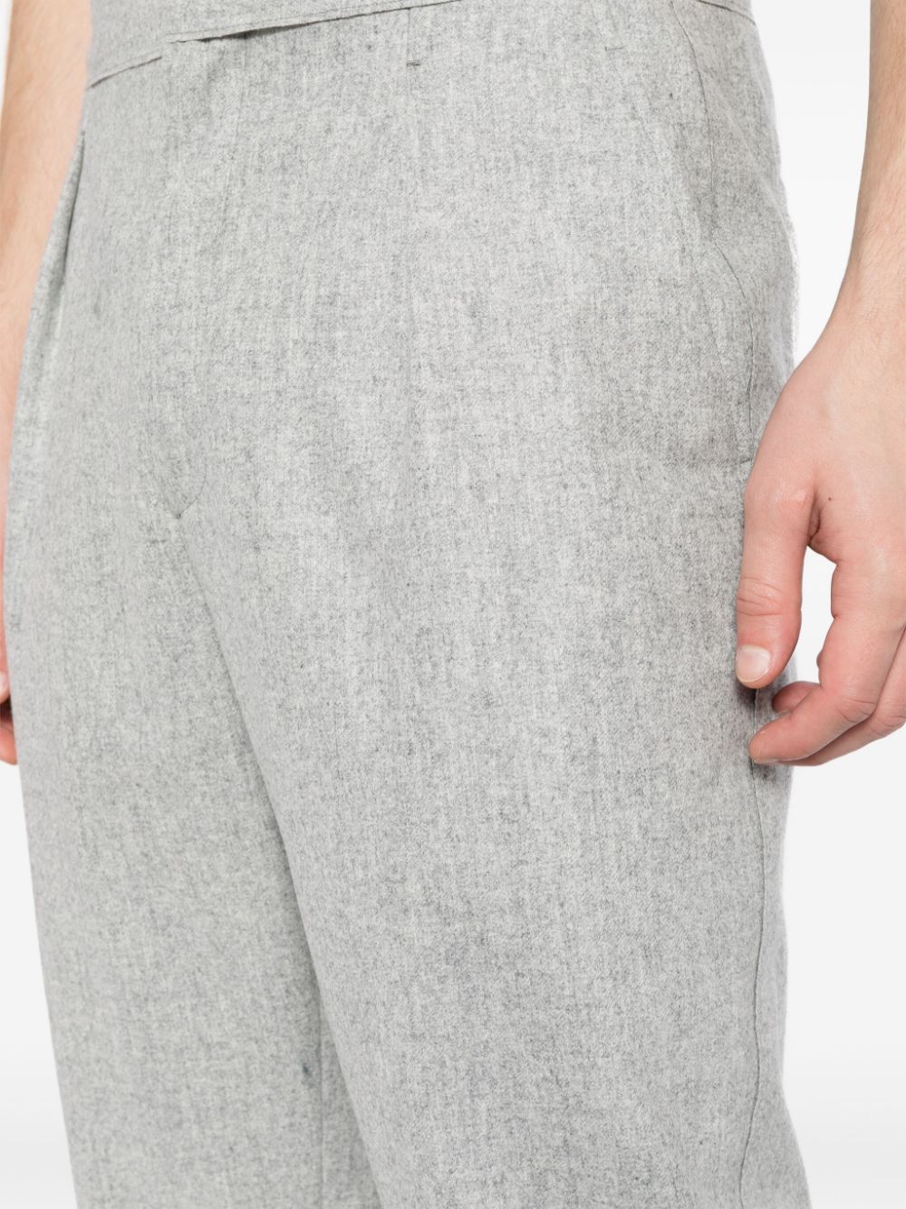 Mélange-Effect Tapered Wool Trousers