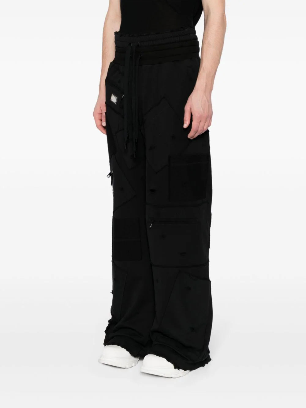 Patchwork Wide-Leg Track Pants