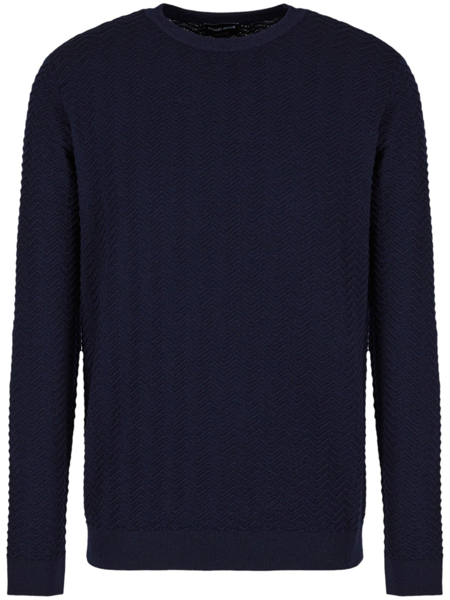 Crew-Neck Zigzag-Embroidery Jumper