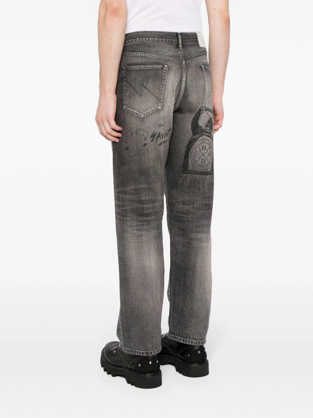 Graphic-Print Straight-Leg Jeans