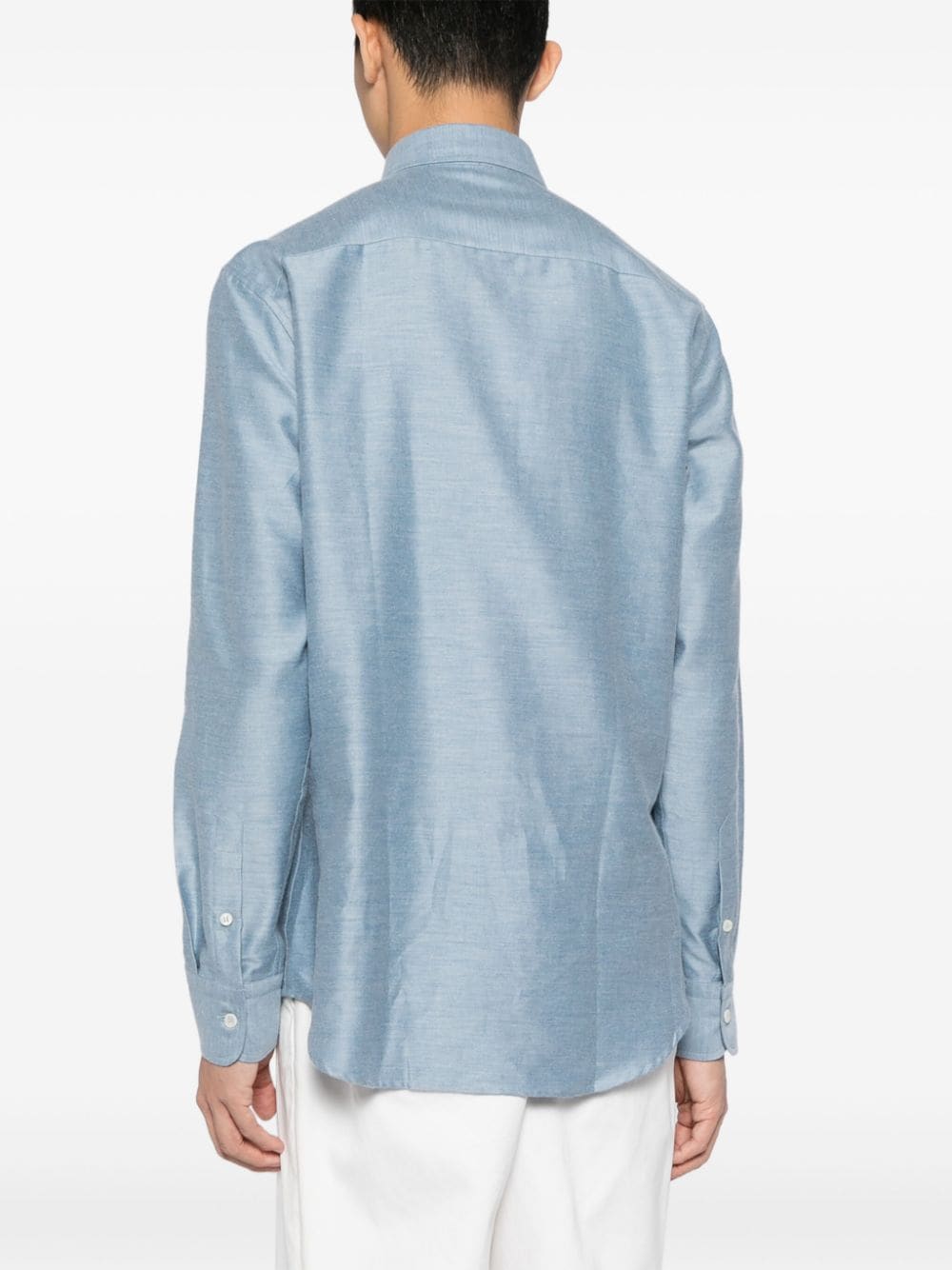 Long-Sleeve Cotton-Cashmere Shirt