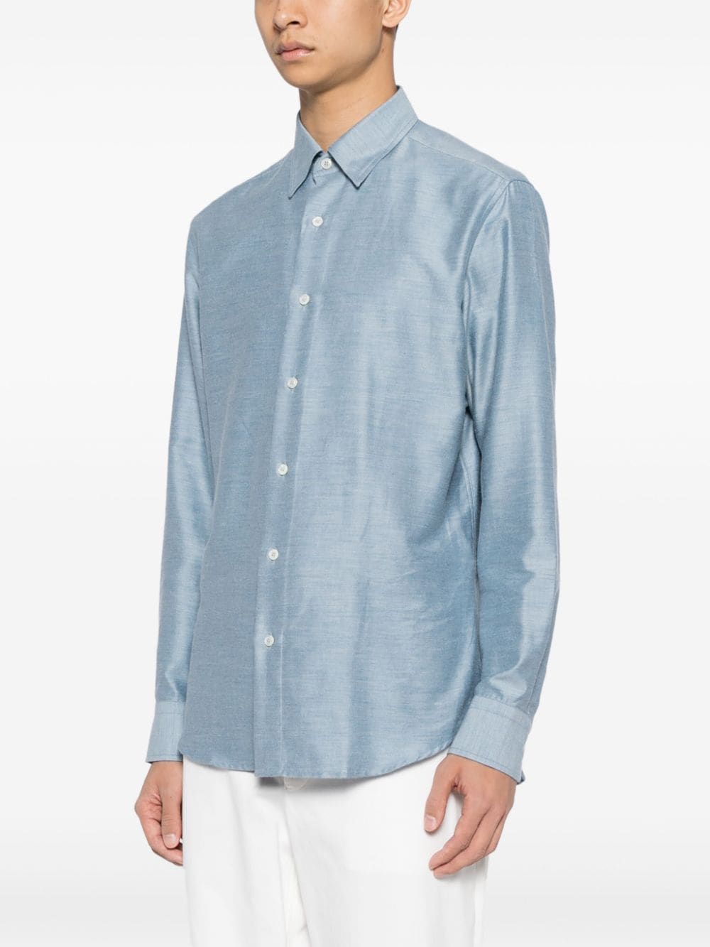 Long-Sleeve Cotton-Cashmere Shirt