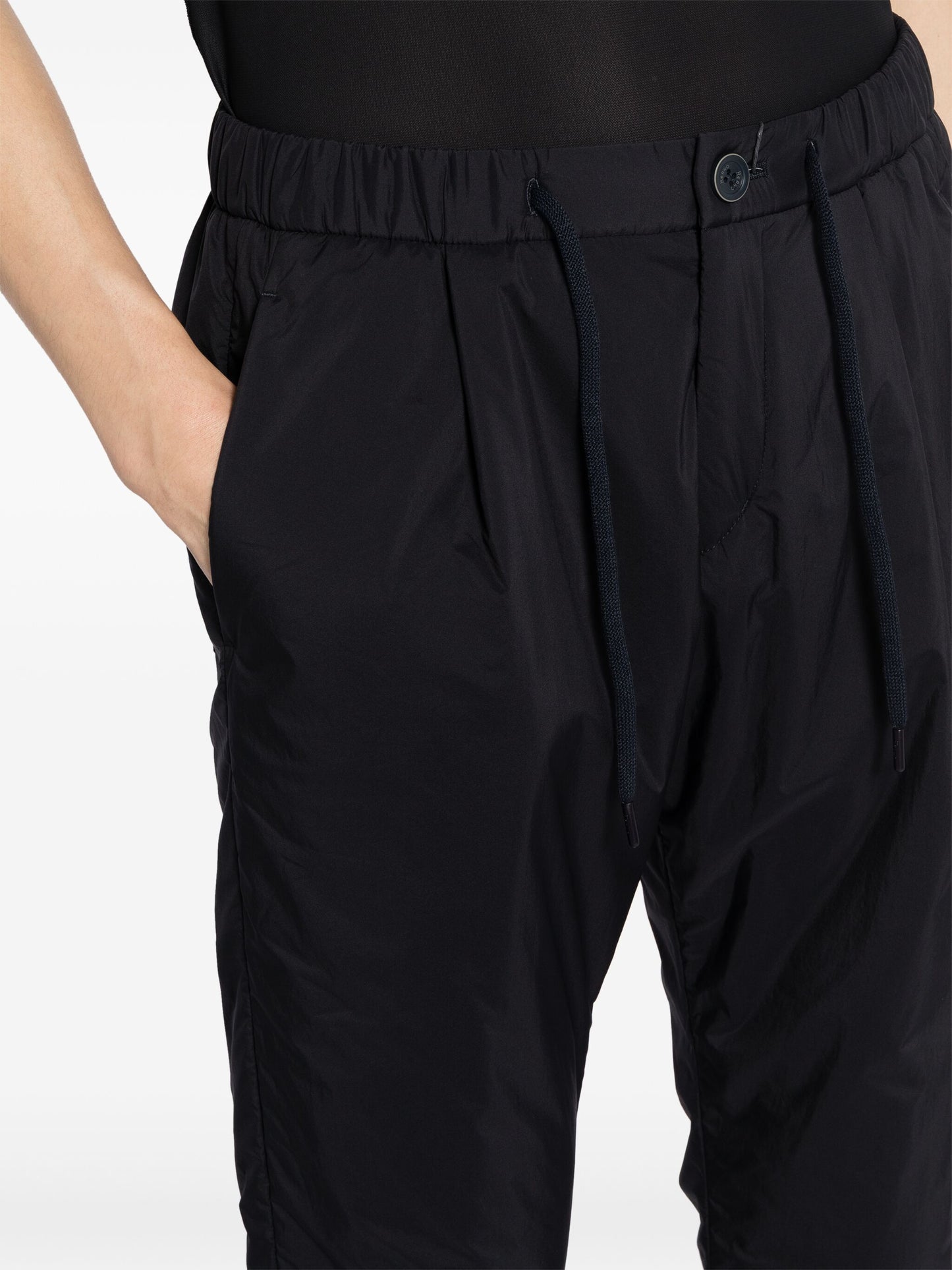 Elasticated-Waist Tapered Trousers