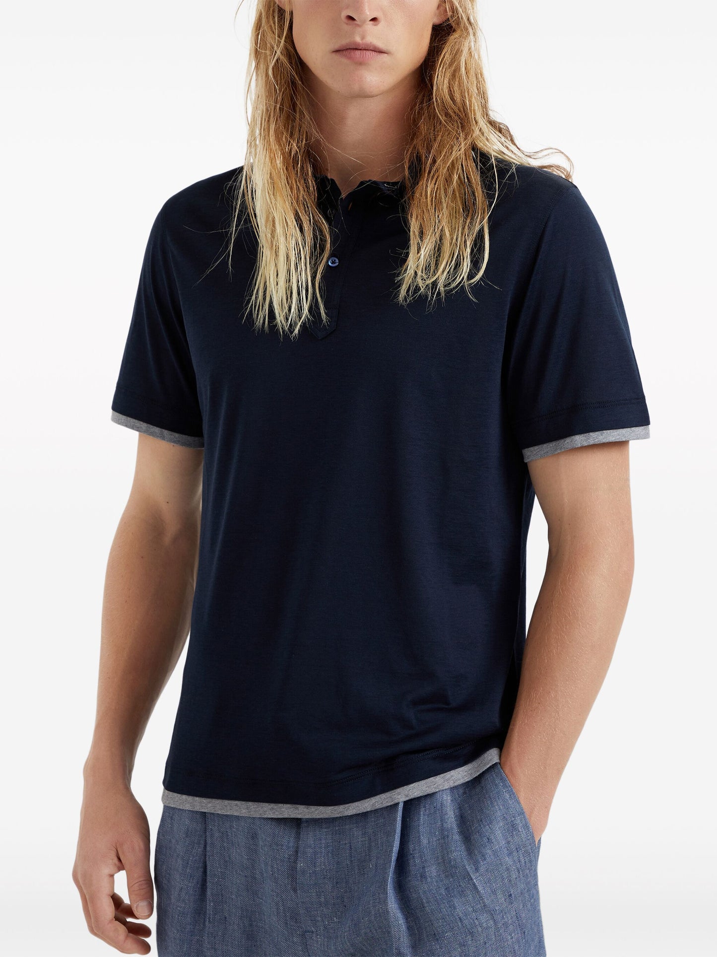 Layered-Effect Polo Shirt