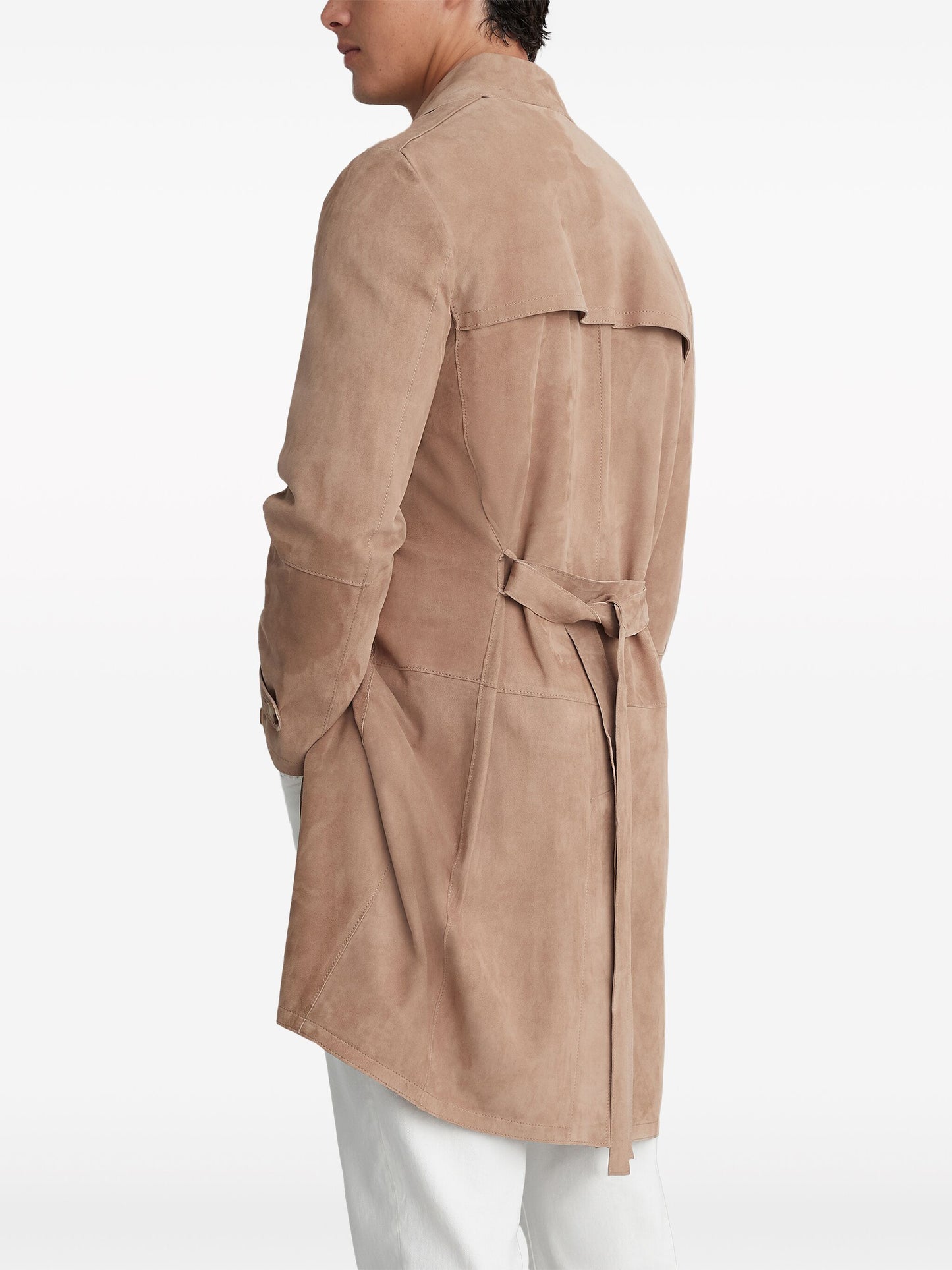 Notched-Lapels Suede Coat