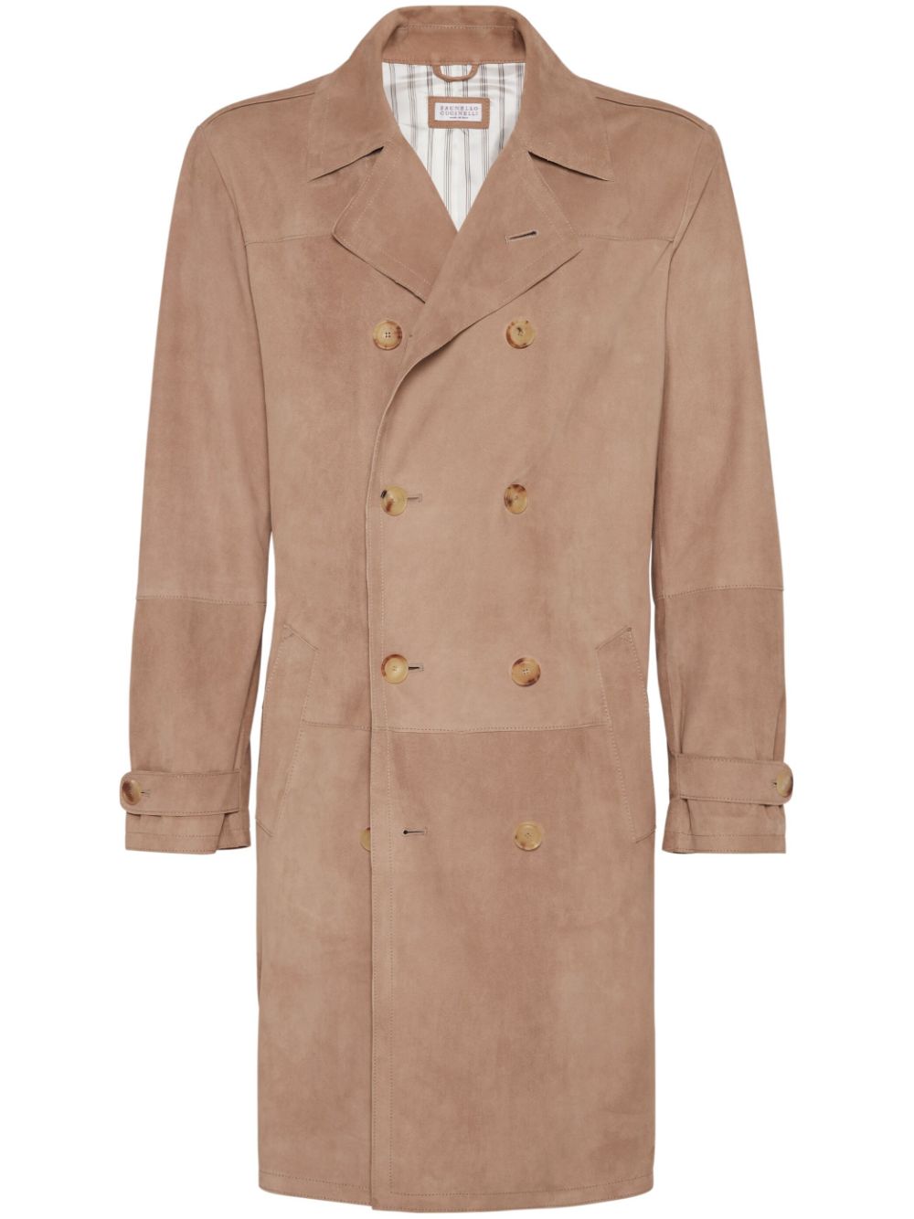 Notched-Lapels Suede Coat