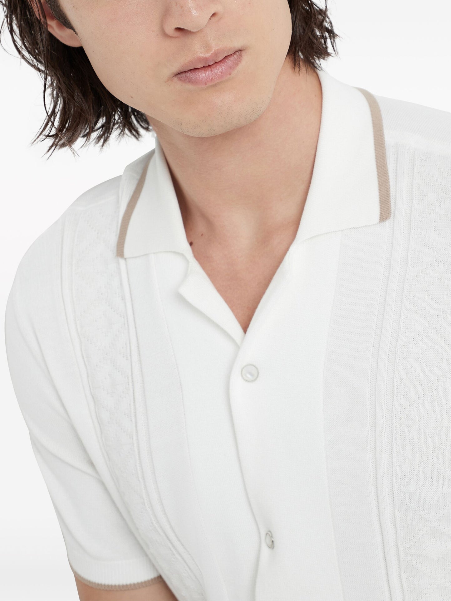 Contrasting-Trim Cotton Shirt