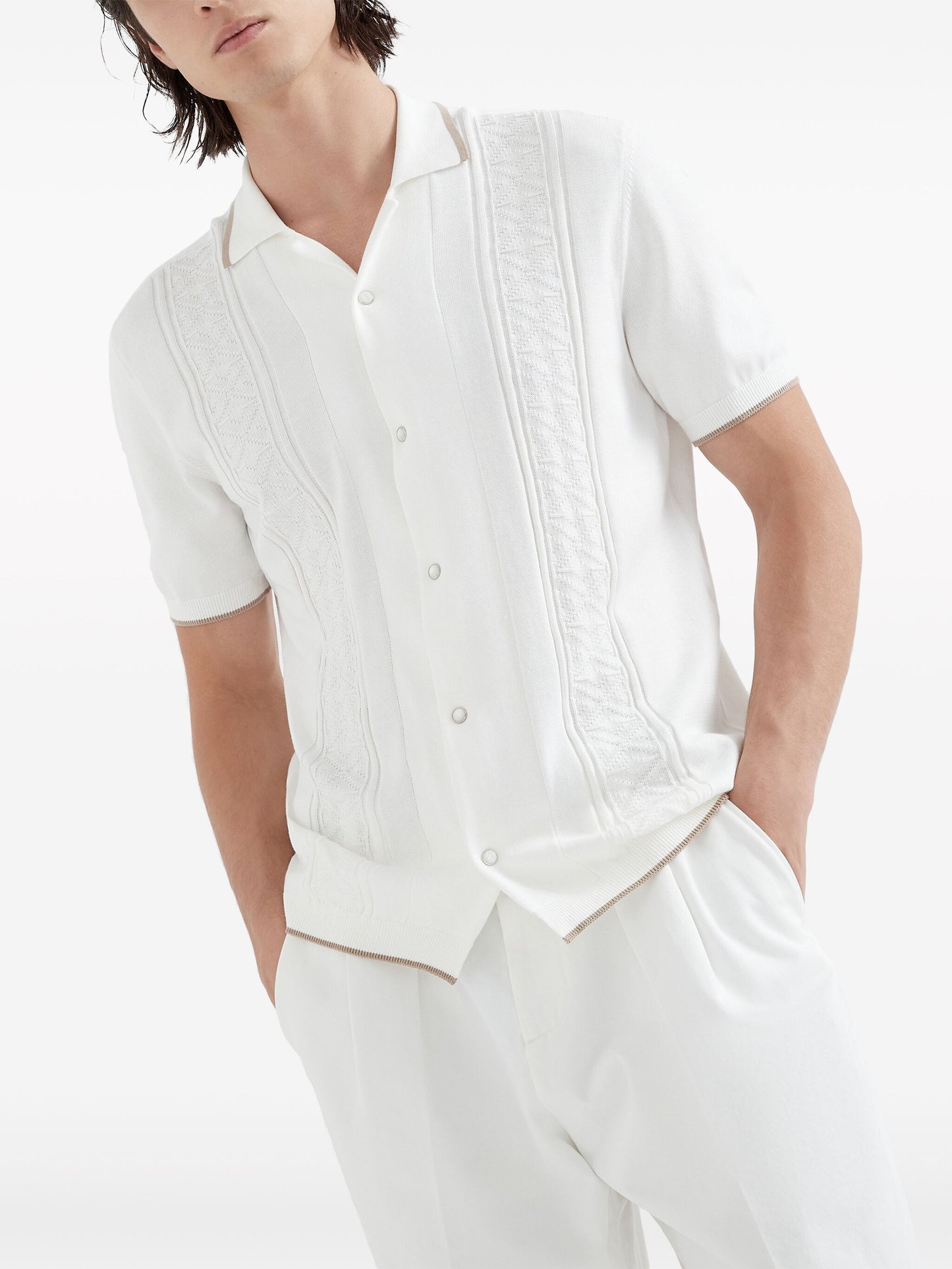 Contrasting-Trim Cotton Shirt