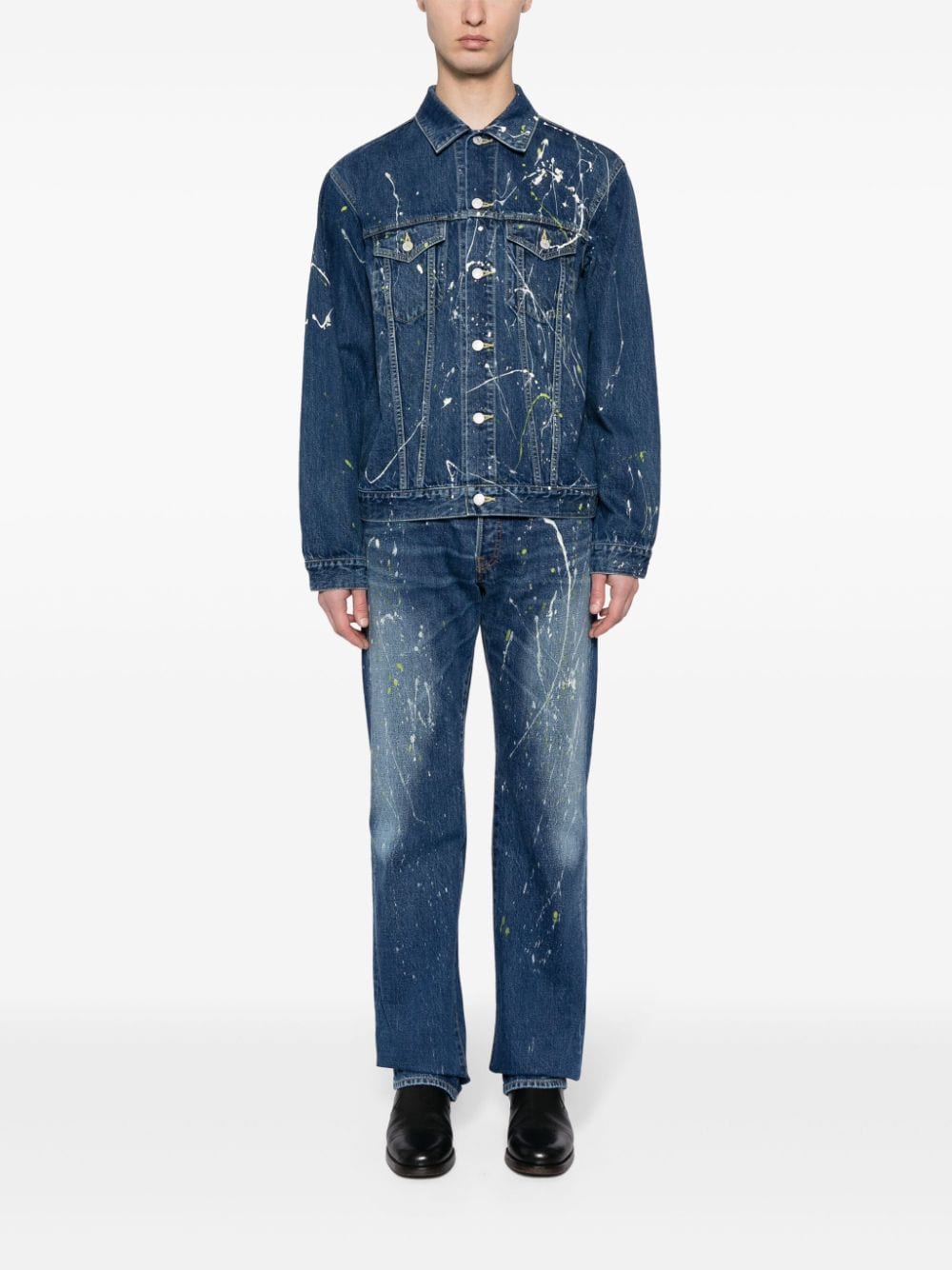 Paint-Splatter Straight-Leg Jeans