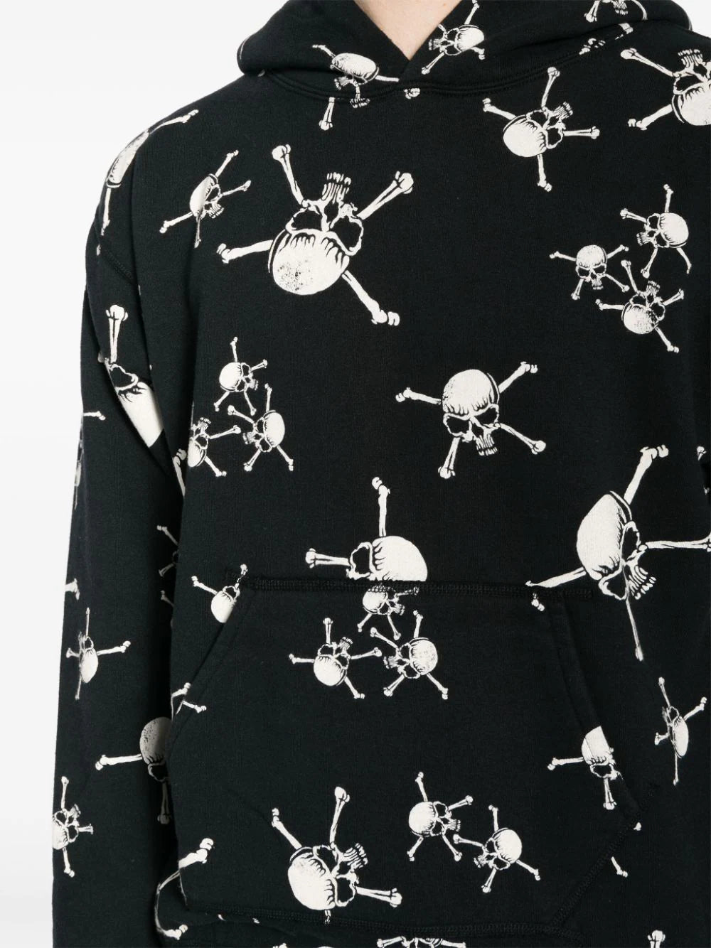 Skull-Print Cotton Hoodie