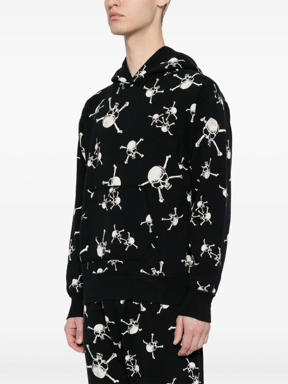 Skull-Print Cotton Hoodie