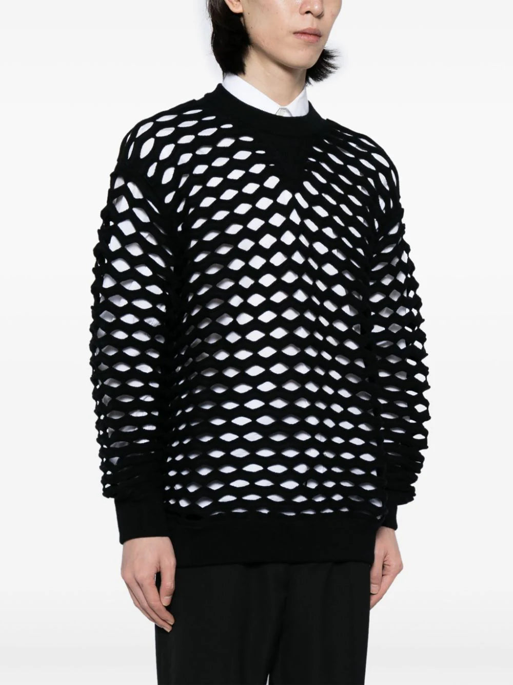 Laser Cut-Detail Crew-Neck Jumper