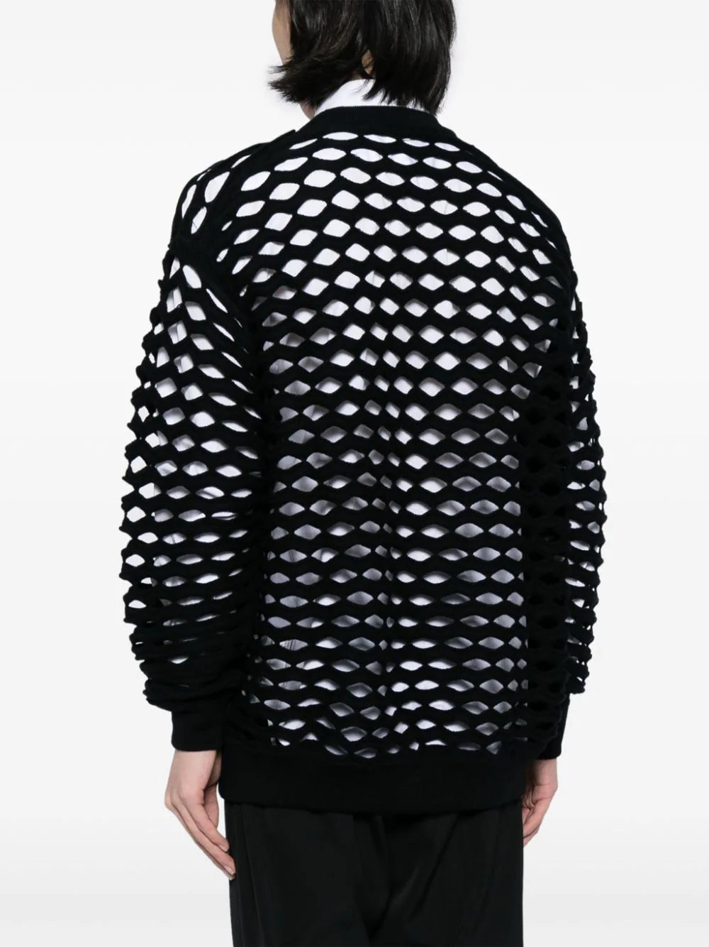 Laser Cut-Detail Crew-Neck Jumper