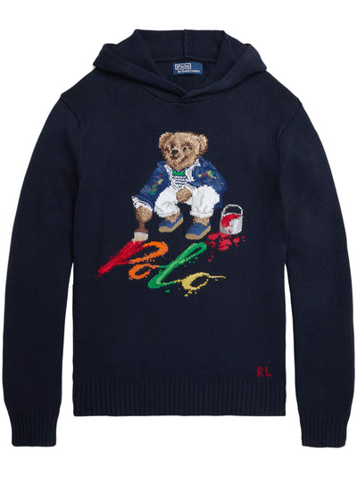 Polo Bear Intarsia-Knit Hoodie