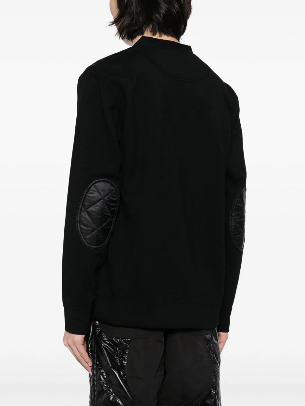 Quilted-Panel V-Neck Jacket