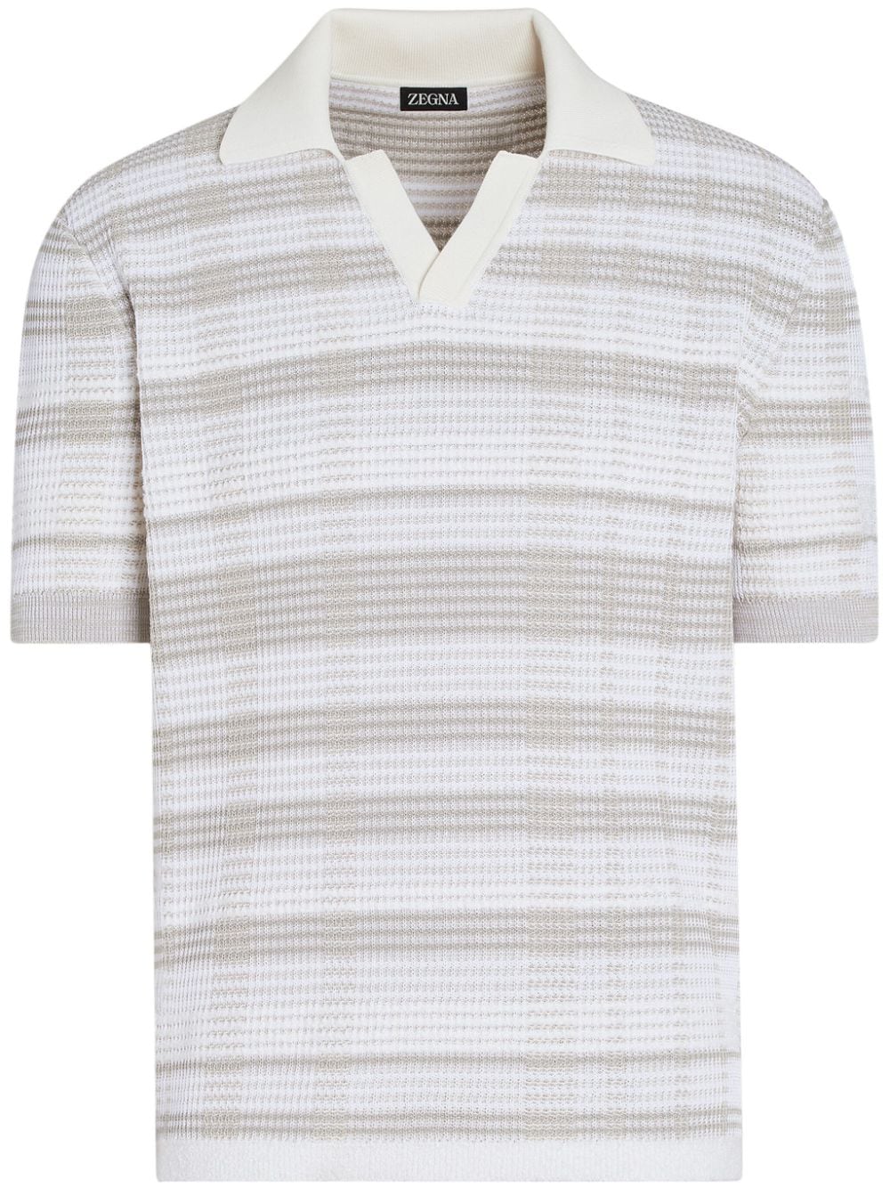 Stripe-Pattern Cotton-Blend Polo Shirt