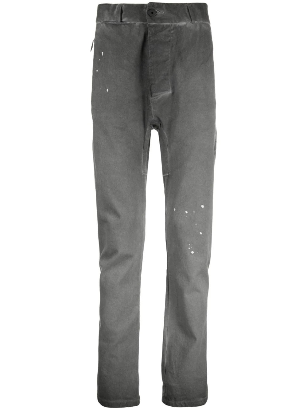 Washed Cotton Slim-Cut Trousers