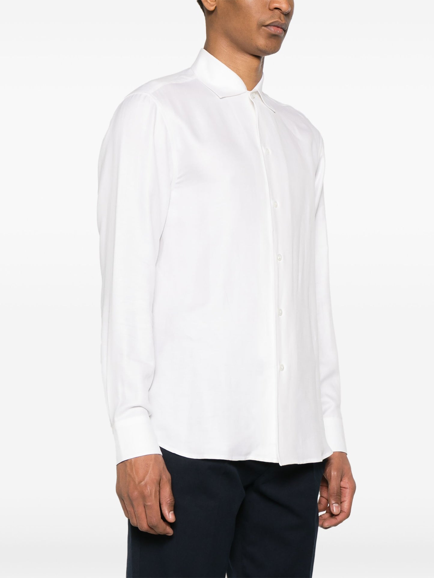 Spread-Collar Twill-Weave Shirt