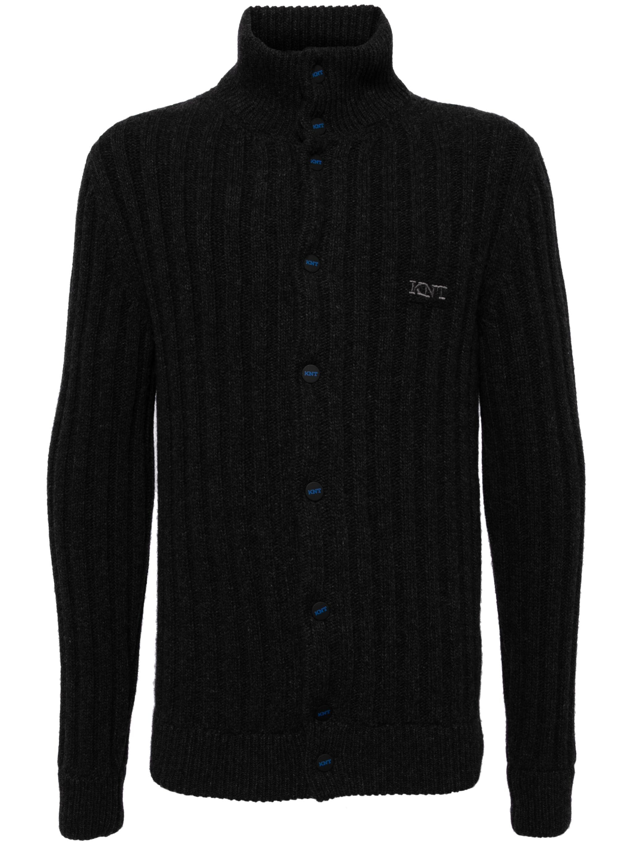 Logo-Embroidered Wool Cardigan