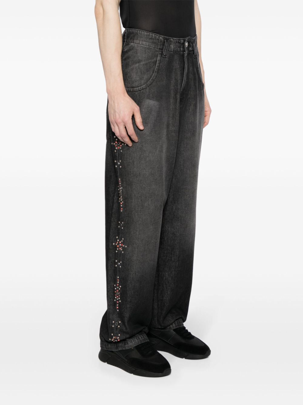 Stud-Embellished Straight-Leg Jeans