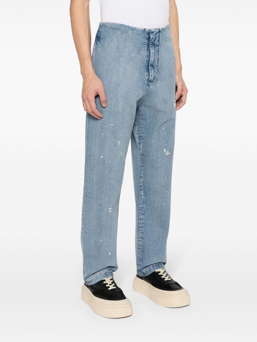 Paint-Splatter Straight-Leg Jeans