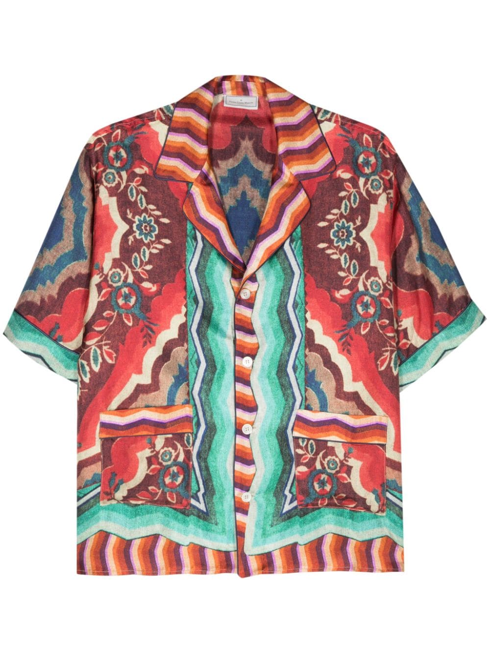 Graphic-Print Silk Shirt