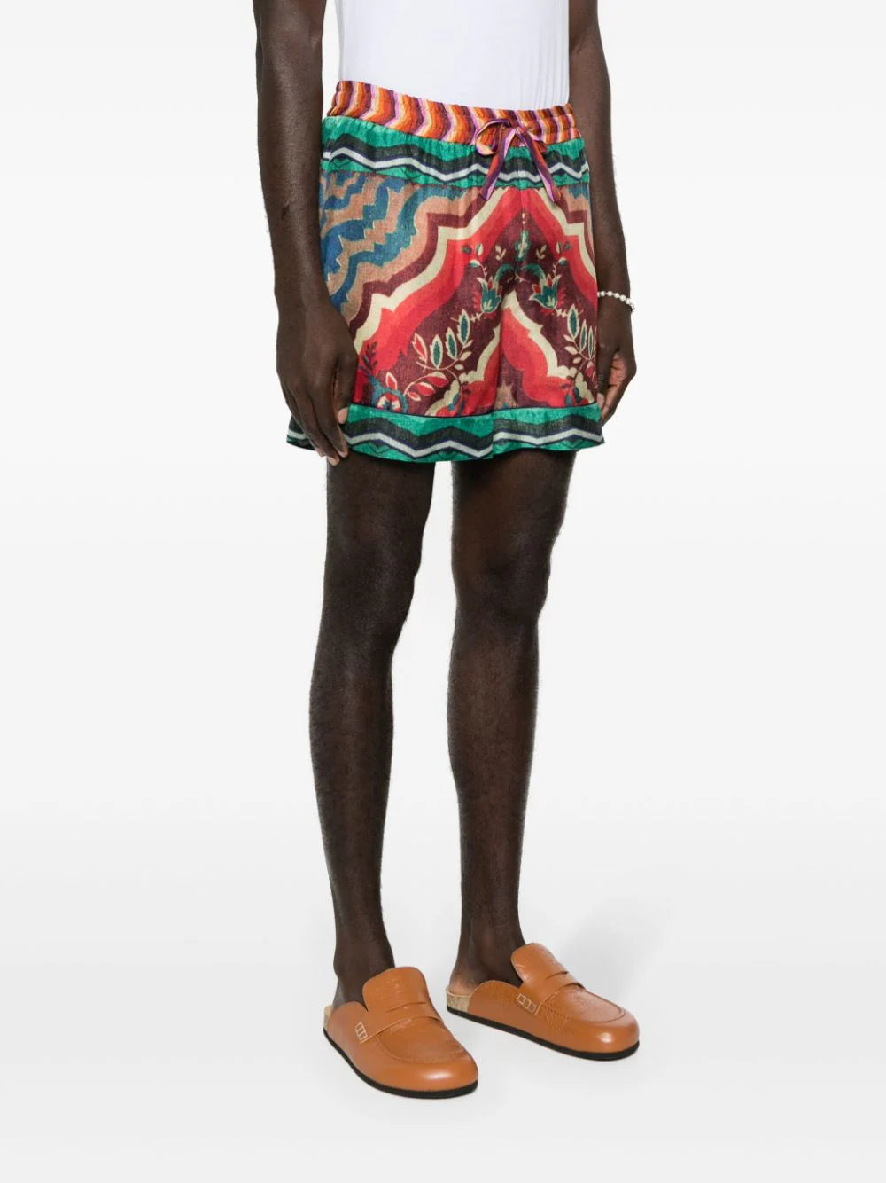 Aloe Graphic-Print Silk Shorts