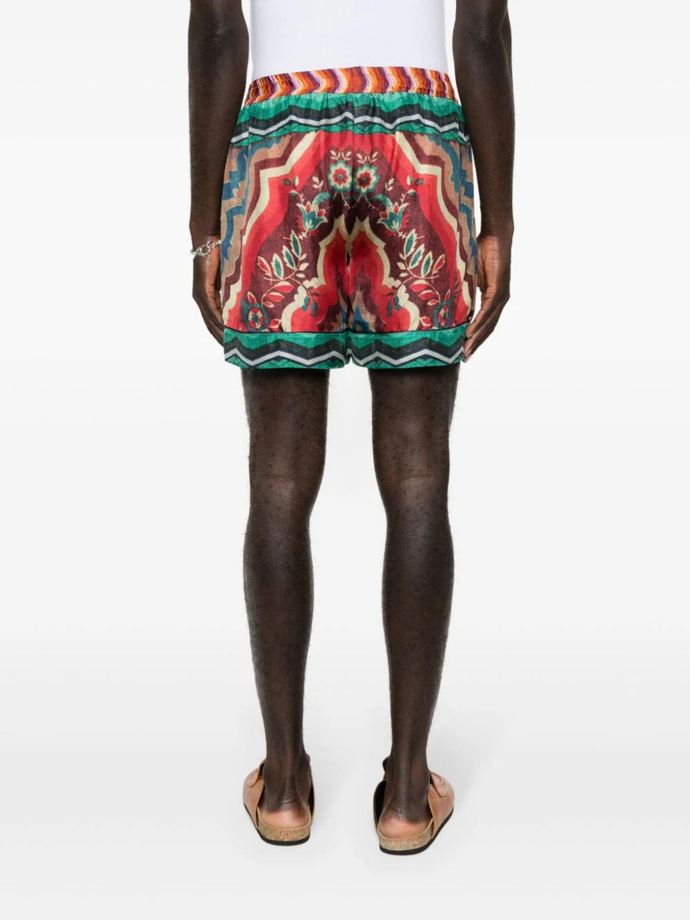 Aloe Graphic-Print Silk Shorts