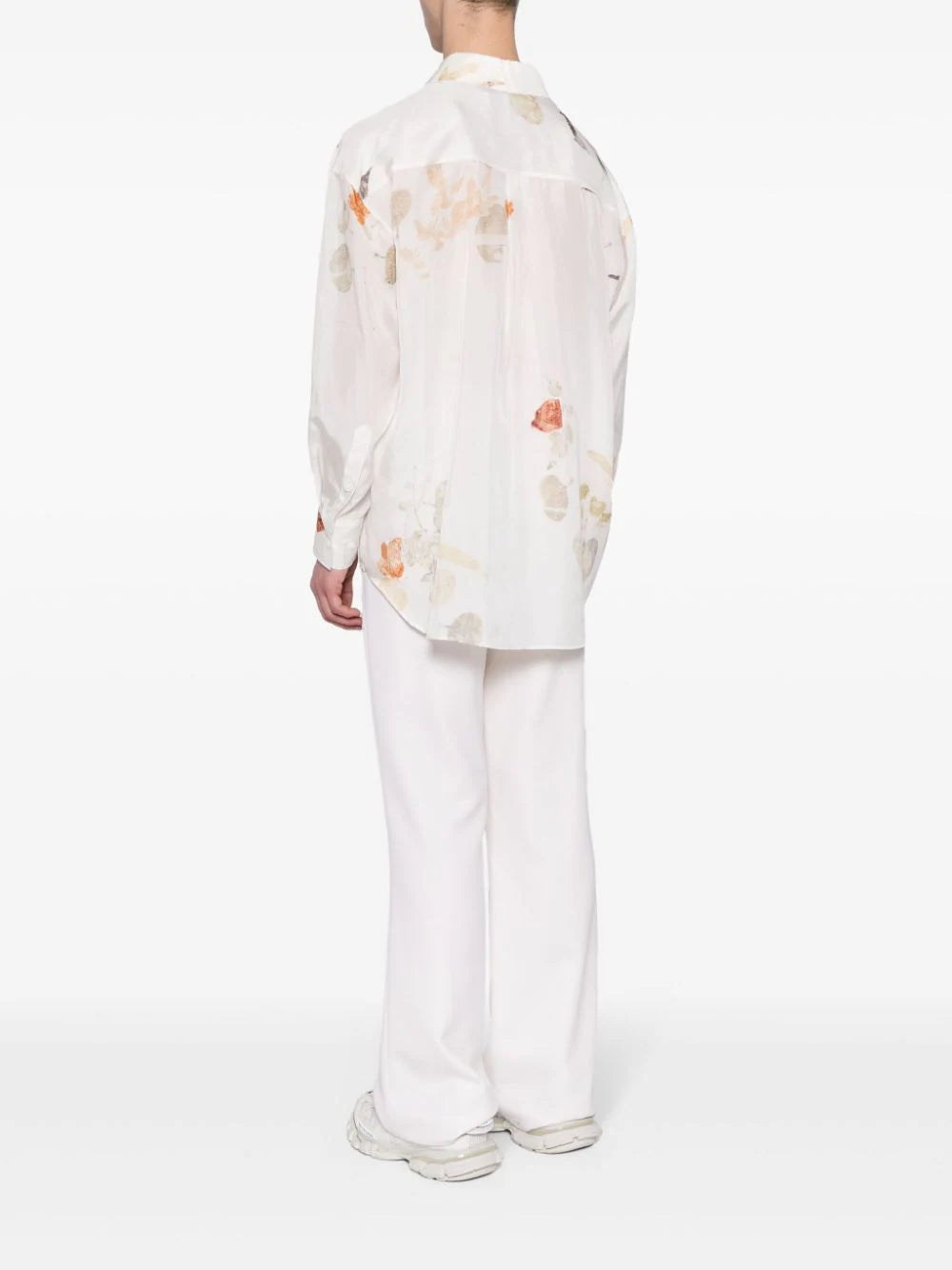 Leaf-Print Silk Shirt