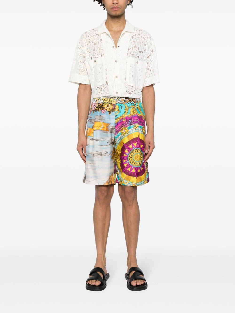 Graphic-Print Silk Shorts