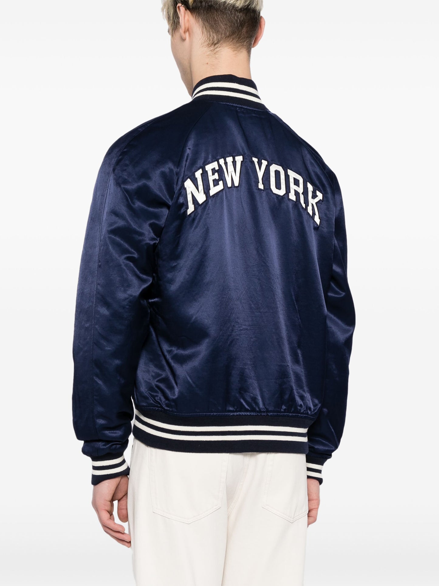 Logo-Appliqué Satin Bomber Jacket