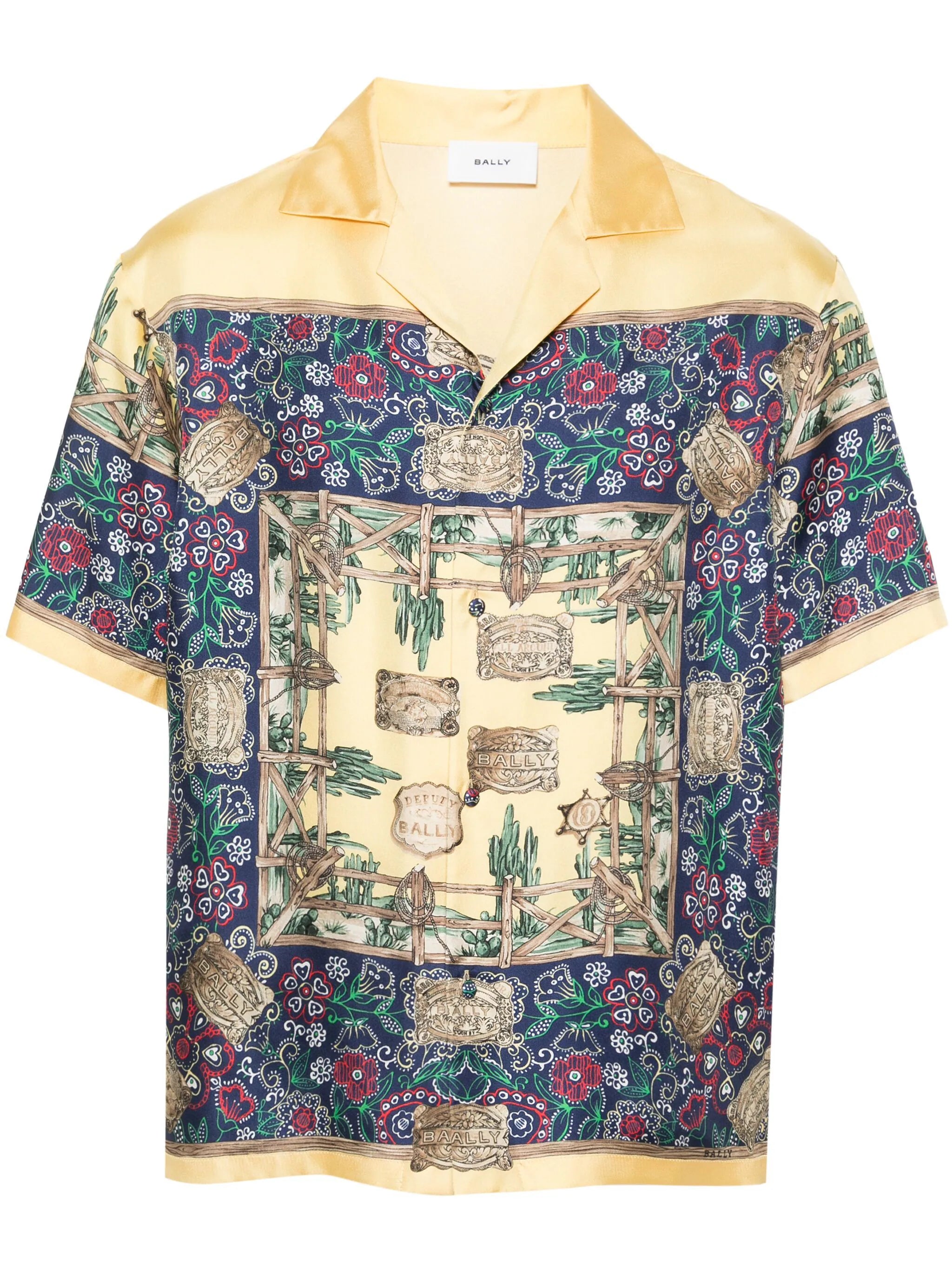 Graphic-Print Silk Shirt