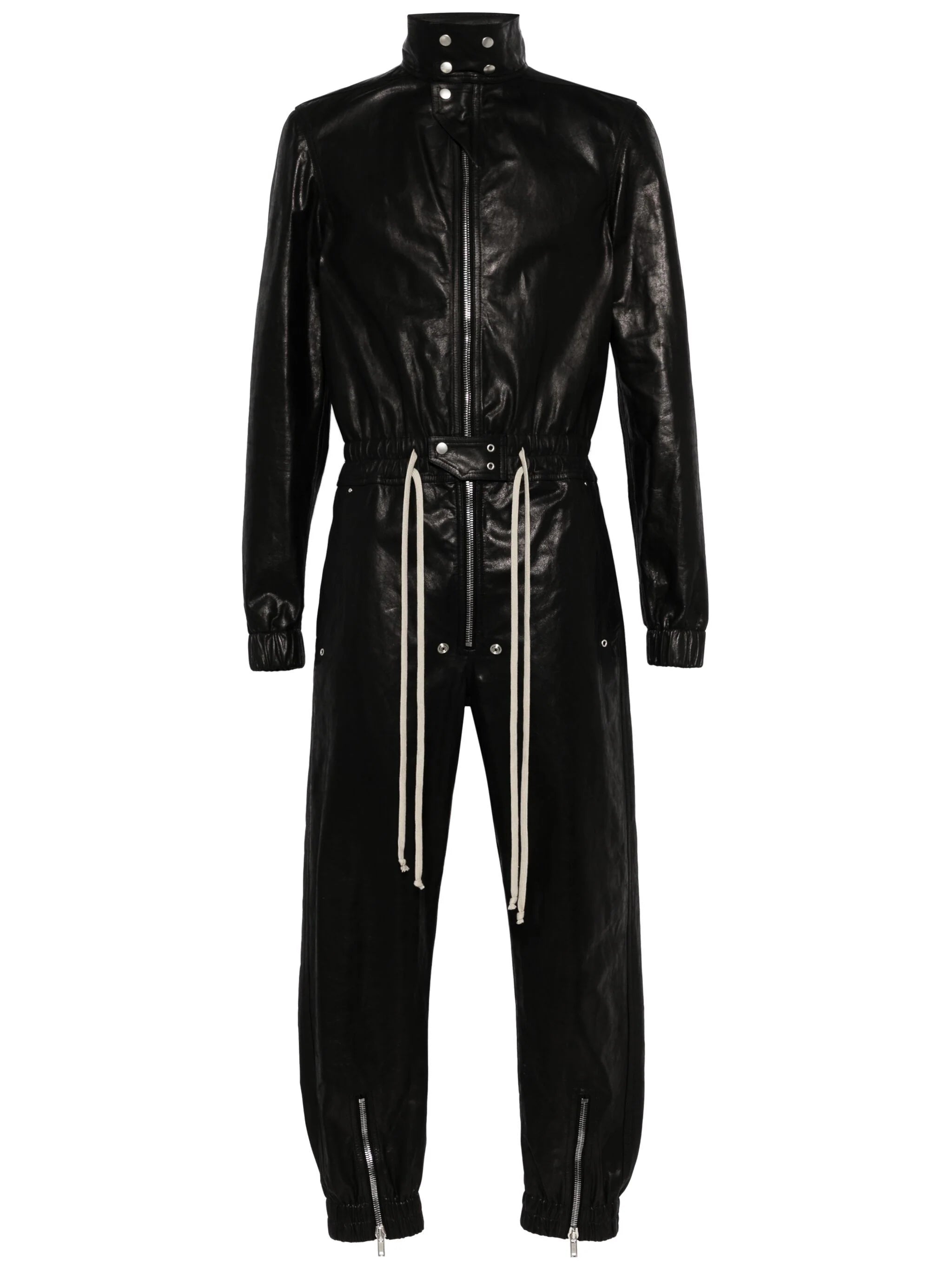 Tapered-Leg Leather Jumpsuit