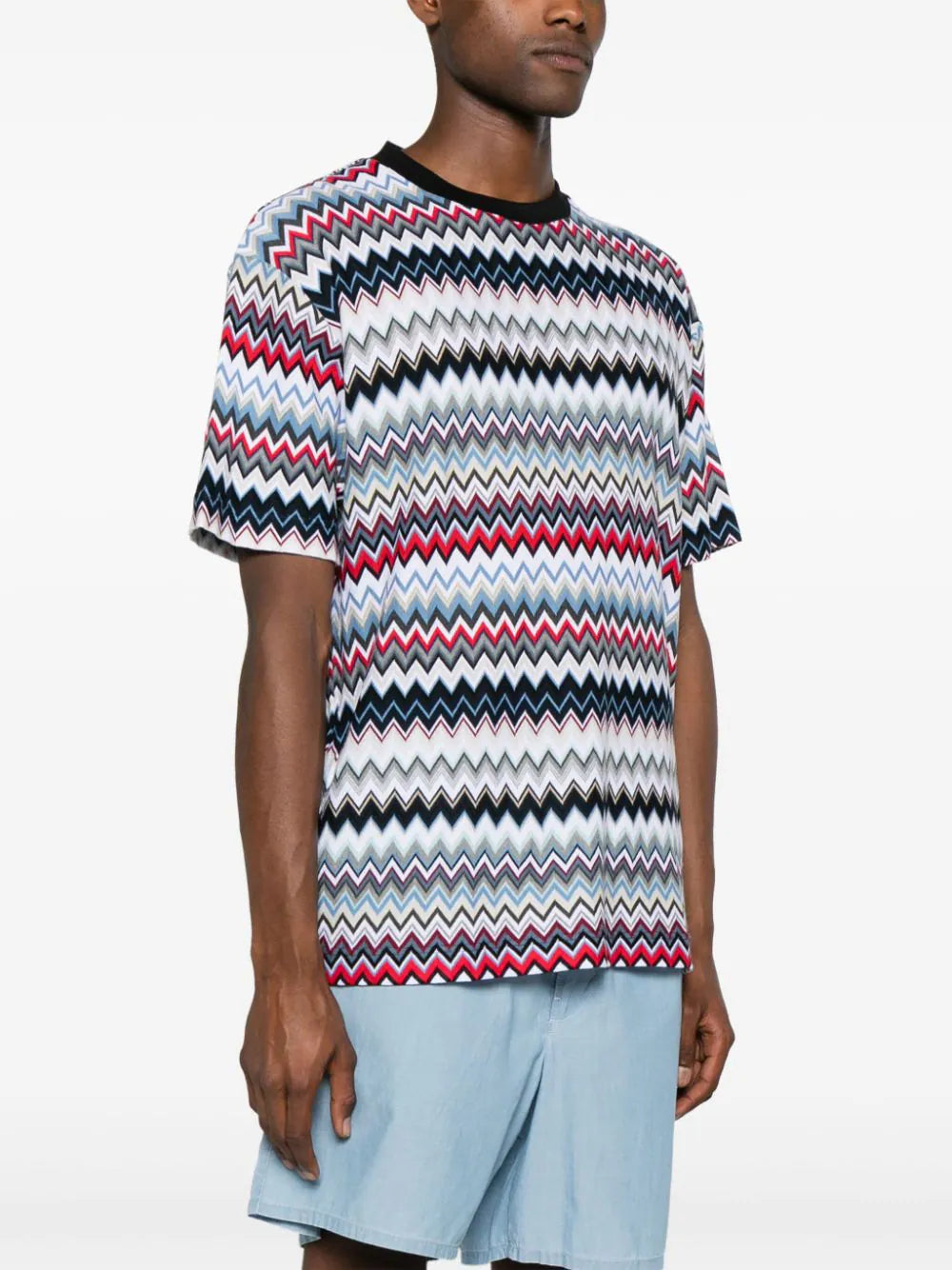 Zigzag-Woven Cotton T-Shirt