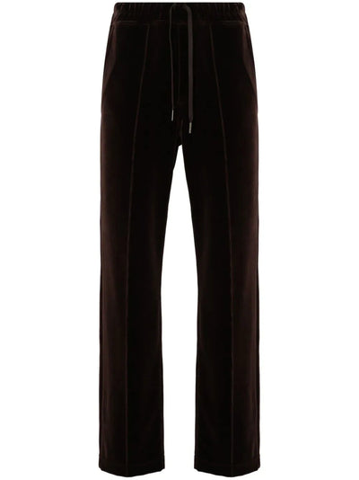 Straight-Leg Velour Track Pants