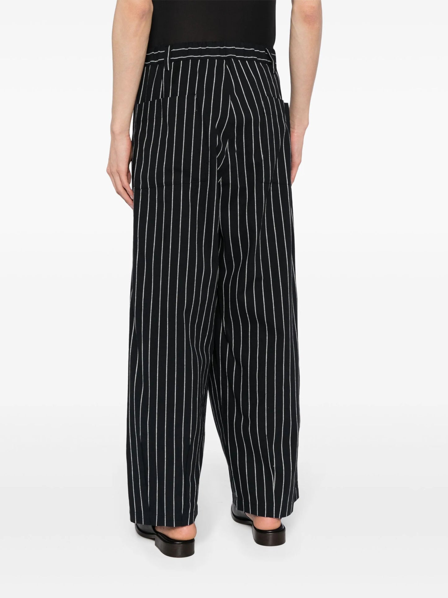 Pinstripe-Pattern Wide-Leg Trousers