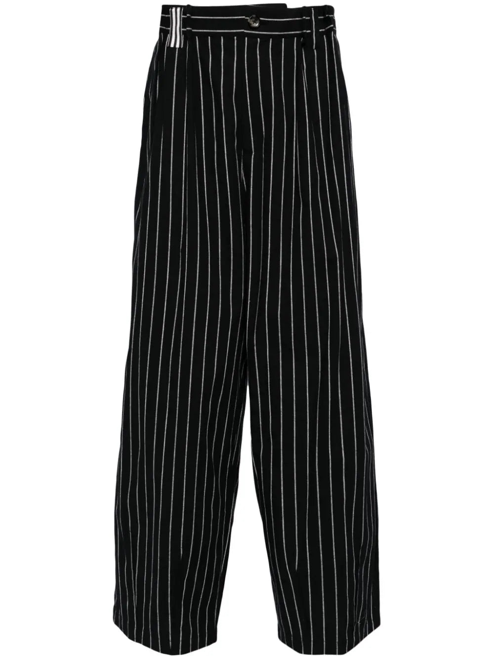 Pinstripe-Pattern Wide-Leg Trousers