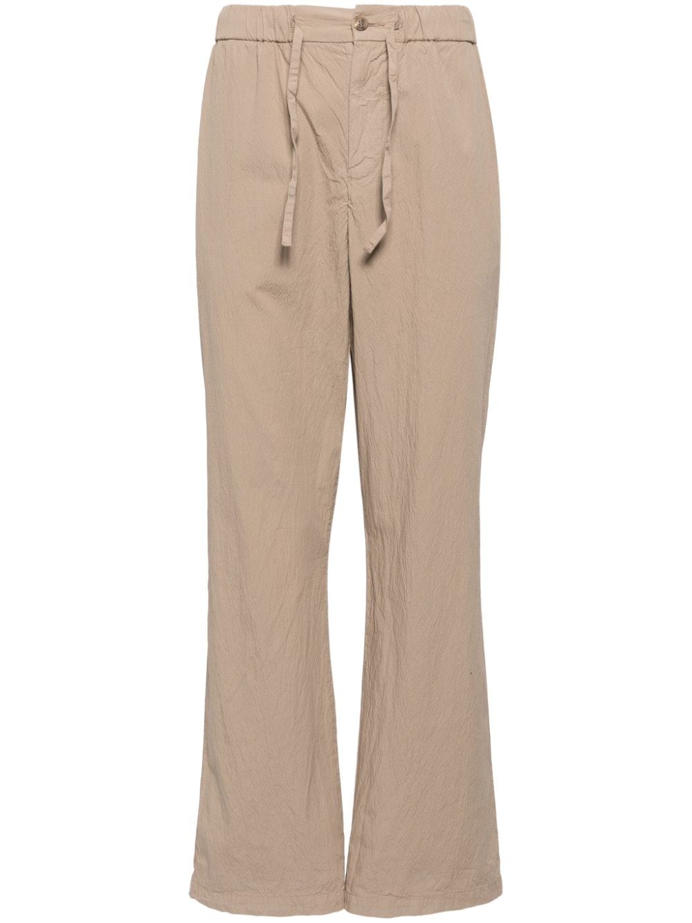 Crinkled-Finish Straight-Leg Trousers