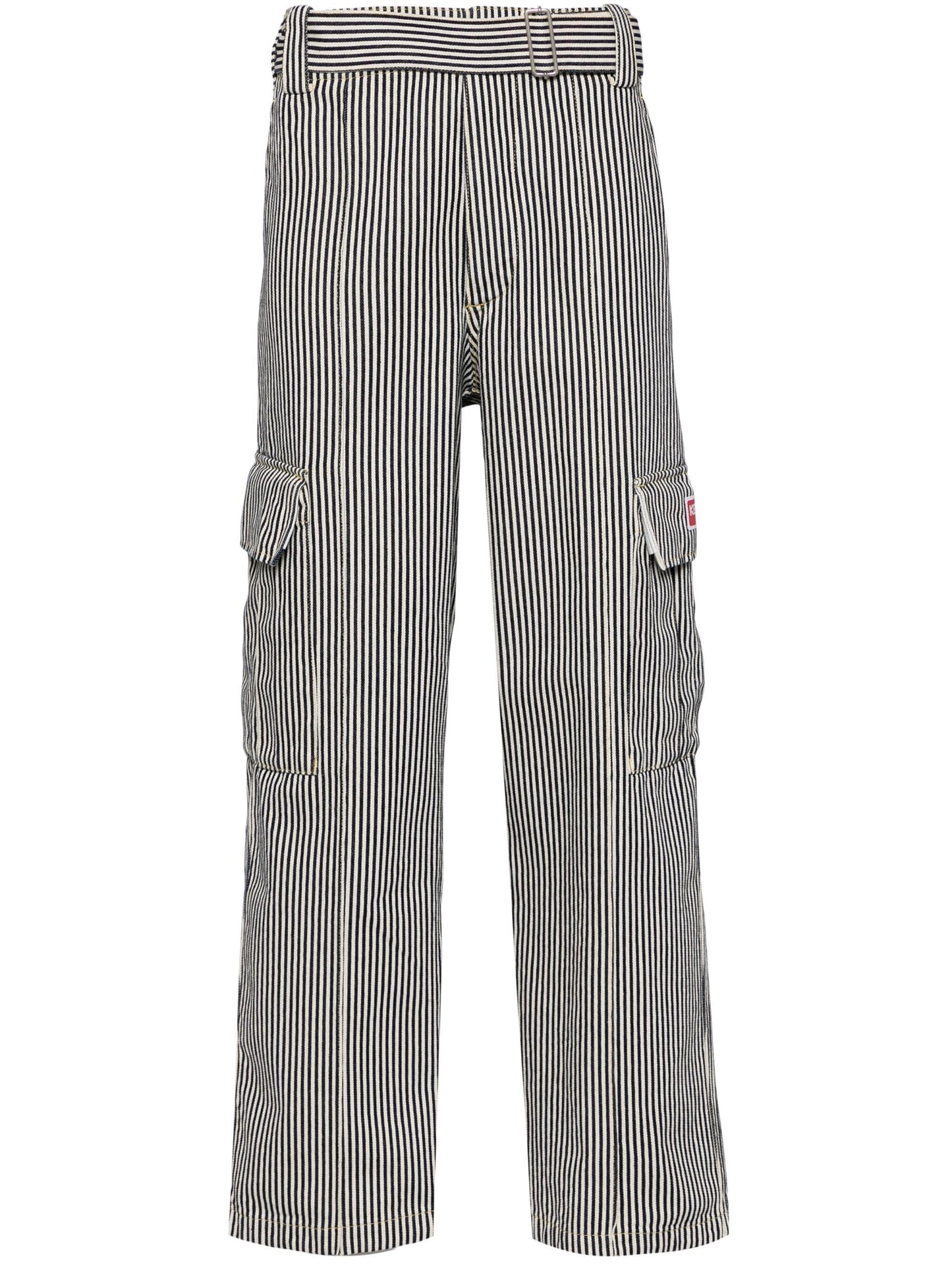 Straight-Cut Striped Army Jeans