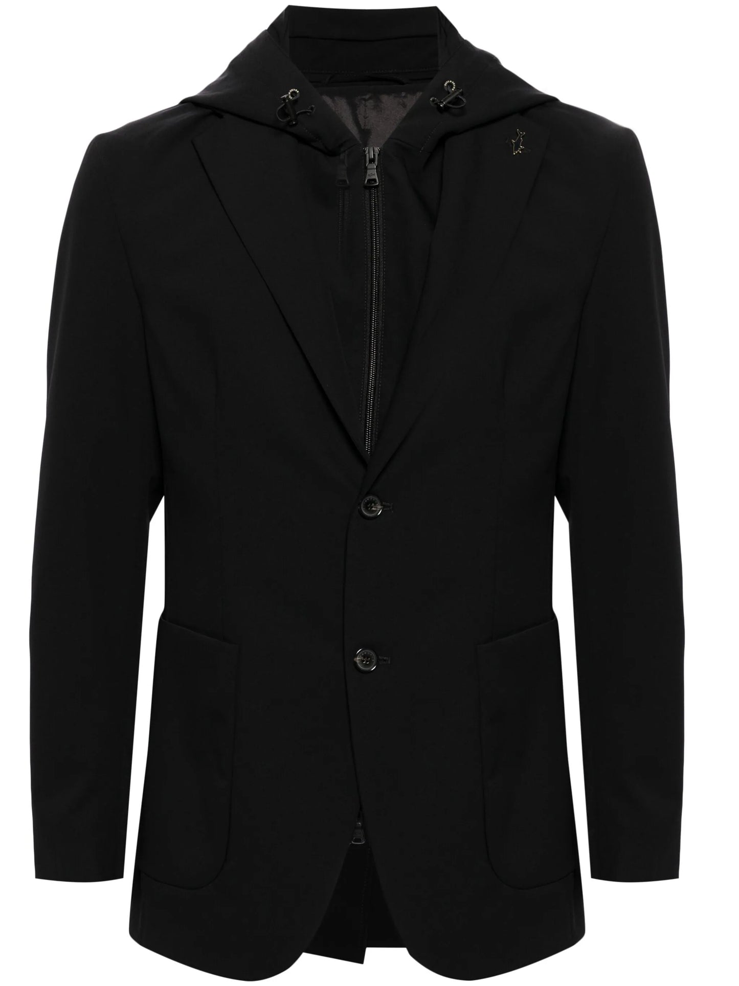 Detachable-Hood Single-Breasted Blazer