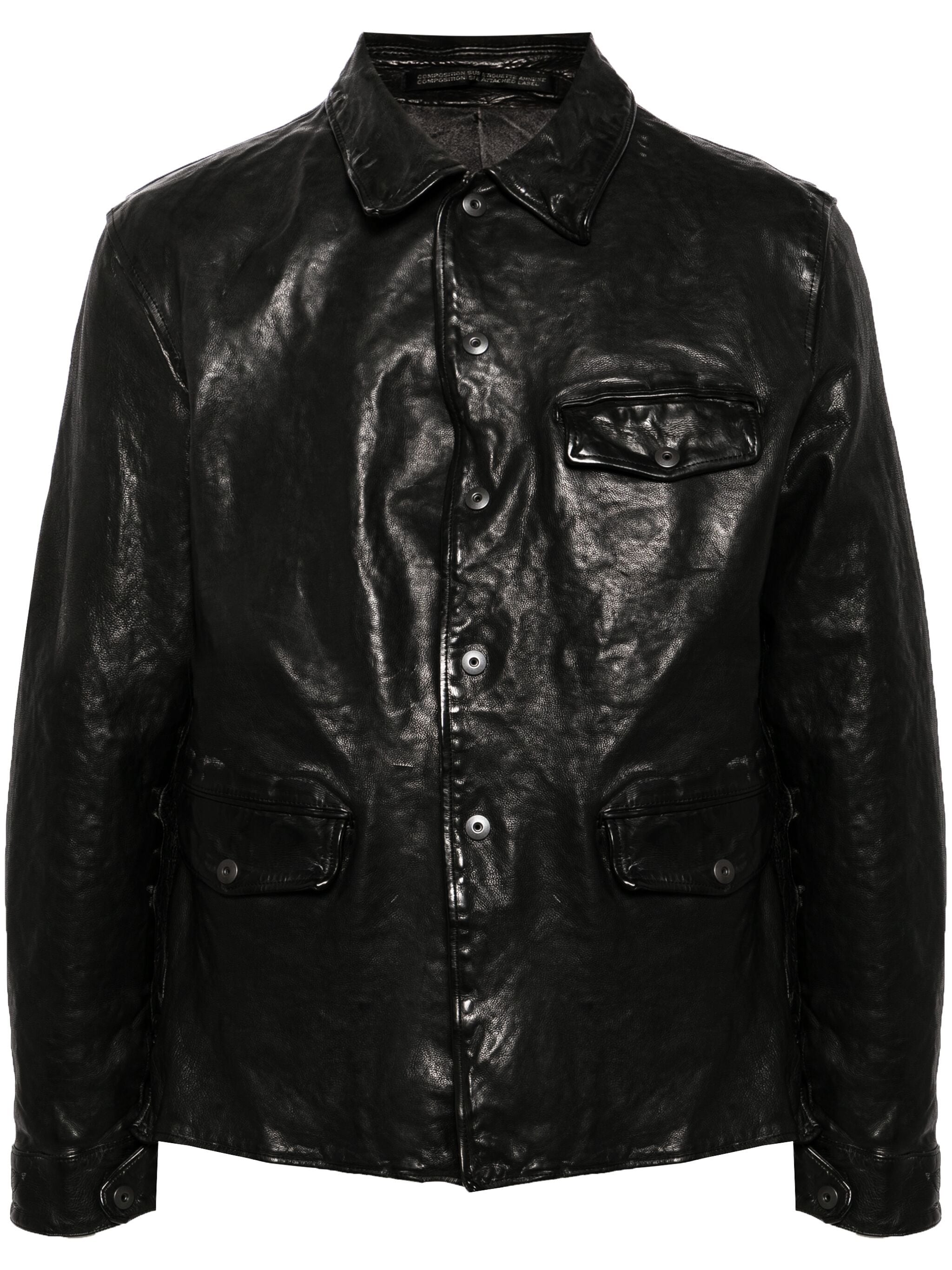 Classic-Collar Leather Jacket