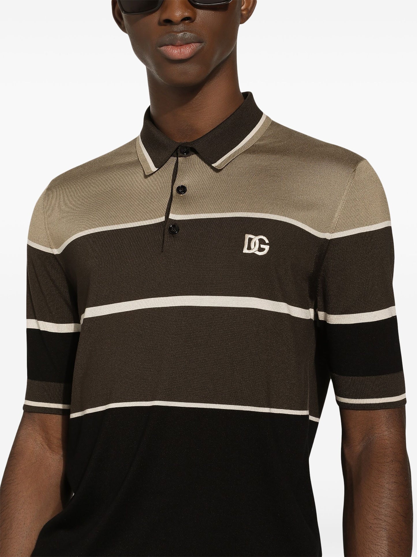 Striped Silk Polo Shirt