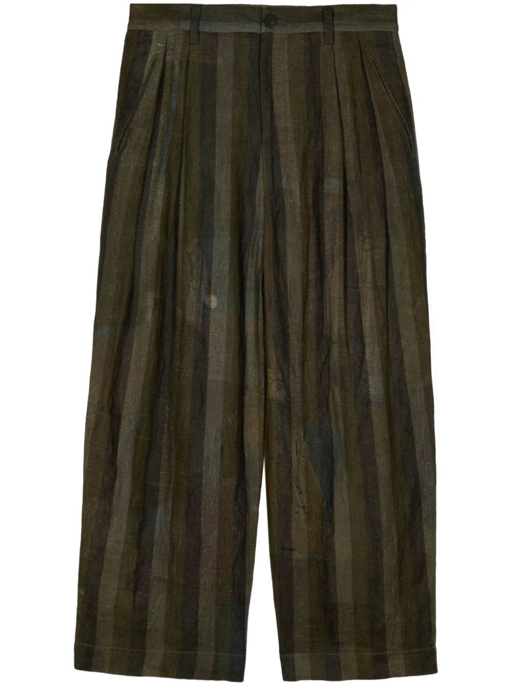 Stripe-Print Wide-Leg Trousers